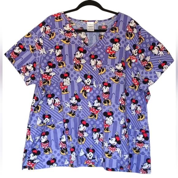 Disney Tops - Disney Women's Minnie Mouse Purple Print Scrub Top- Size 3XL EUC